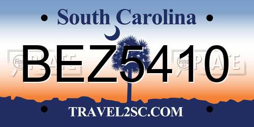 BEZ5410 South Carolina License Plate