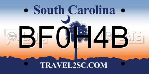 BF0H4B South Carolina License Plate