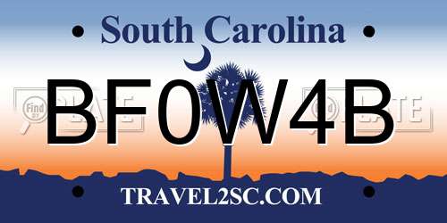 BF0W4B South Carolina License Plate