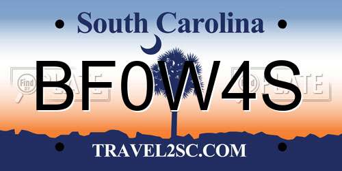 BF0W4S South Carolina License Plate