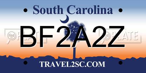BF2A2Z South Carolina License Plate