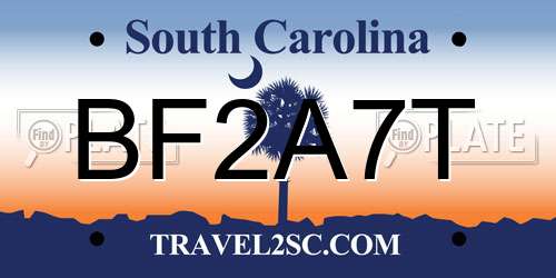 BF2A7T South Carolina License Plate