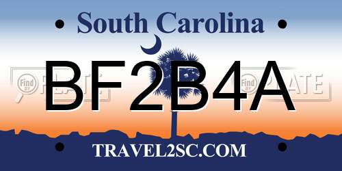 BF2B4A South Carolina License Plate