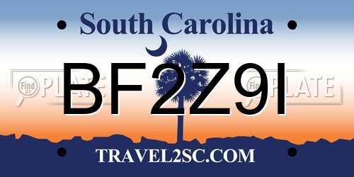 BF2Z9I South Carolina License Plate