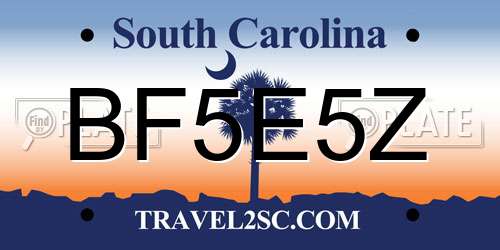 BF5E5Z South Carolina License Plate