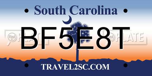 BF5E8T South Carolina License Plate