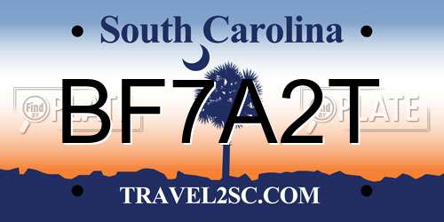 BF7A2T South Carolina License Plate