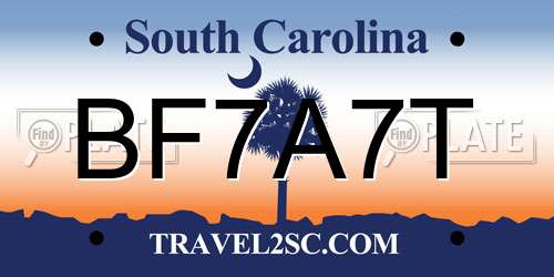 BF7A7T South Carolina License Plate