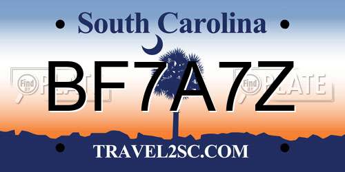 BF7A7Z South Carolina License Plate