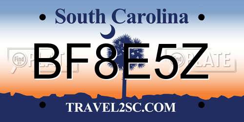 BF8E5Z South Carolina License Plate
