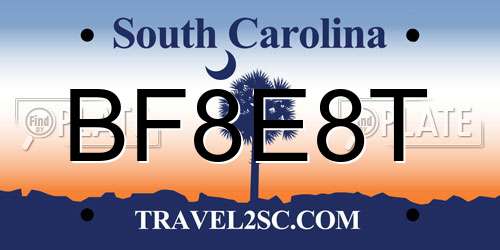 BF8E8T South Carolina License Plate