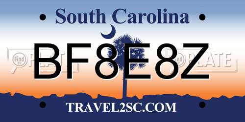 BF8E8Z South Carolina License Plate