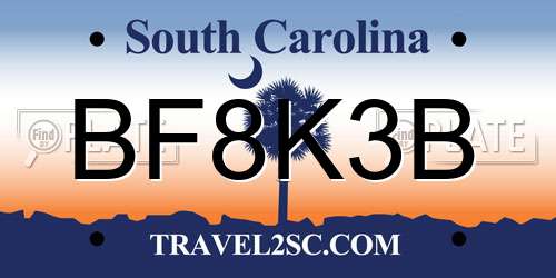 BF8K3B South Carolina License Plate