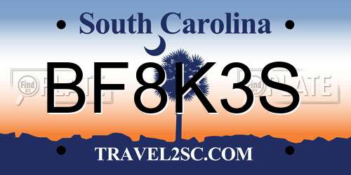 BF8K3S South Carolina License Plate