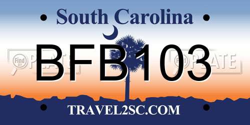 BFB103 South Carolina License Plate