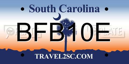 BFB10E South Carolina License Plate