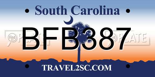 BFB387 South Carolina License Plate
