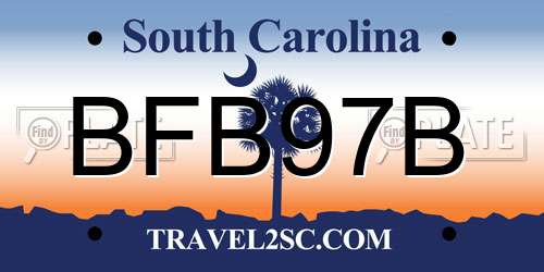 BFB97B South Carolina License Plate