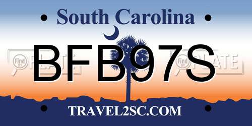 BFB97S South Carolina License Plate