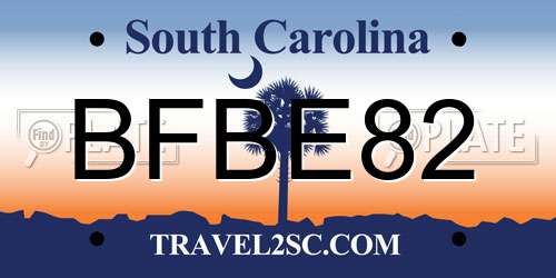 BFBE82 South Carolina License Plate
