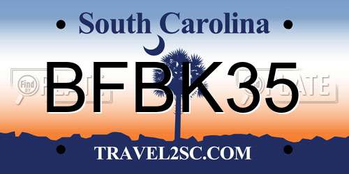 BFBK35 South Carolina License Plate