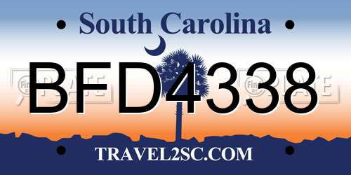 BFD4338 South Carolina License Plate