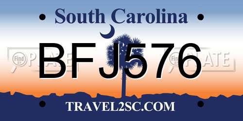 BFJ576 South Carolina License Plate