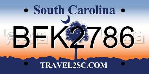 BFK2786 South Carolina License Plate
