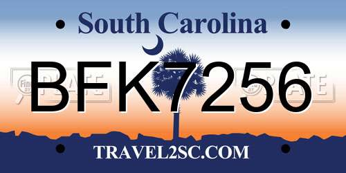 BFK7256 South Carolina License Plate
