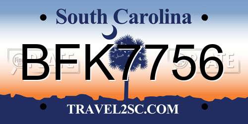 BFK7756 South Carolina License Plate