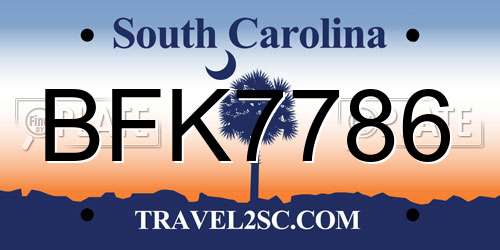 BFK7786 South Carolina License Plate