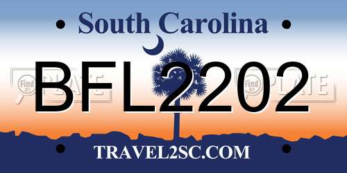 BFL2202 South Carolina License Plate