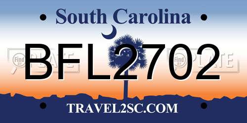 BFL2702 South Carolina License Plate