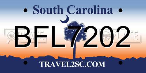 BFL7202 South Carolina License Plate