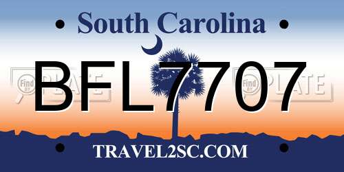 BFL7707 South Carolina License Plate