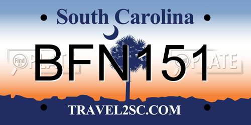 BFN151 South Carolina License Plate