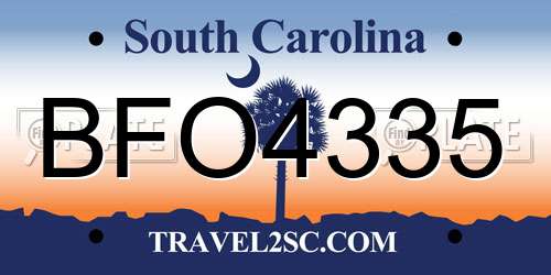 BFO4335 South Carolina License Plate