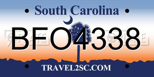 BFO4338 South Carolina License Plate