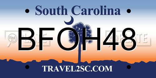 BFOH48 South Carolina License Plate