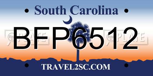 BFP6512 South Carolina License Plate