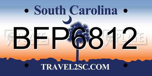 BFP6812 South Carolina License Plate