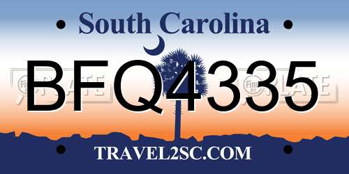 BFQ4335 South Carolina License Plate