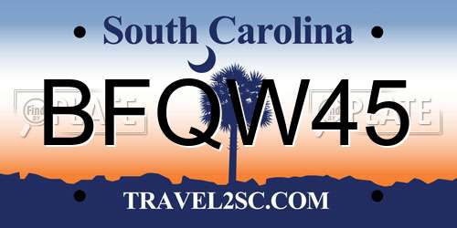 BFQW45 South Carolina License Plate