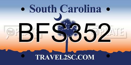 BFS352 South Carolina License Plate