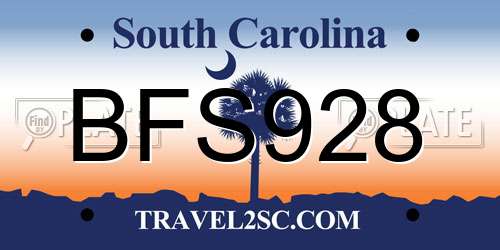 BFS928 South Carolina License Plate