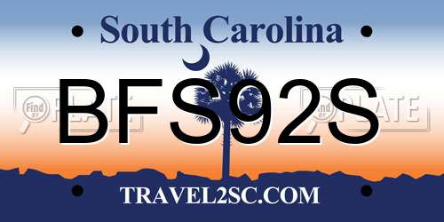 BFS92S South Carolina License Plate