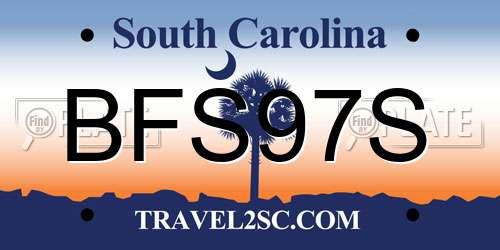 BFS97S South Carolina License Plate