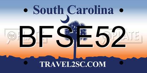BFSE52 South Carolina License Plate