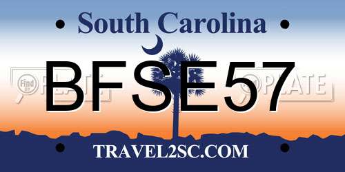 BFSE57 South Carolina License Plate