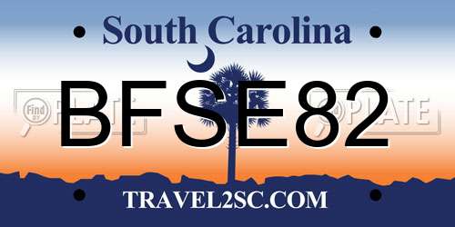 BFSE82 South Carolina License Plate